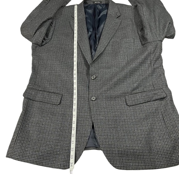 Ralph Lauren Chaps Grey Red Melange Houndstooth 2 Button Suit Jacket Sz 48L Wool - Picture 11 of 16